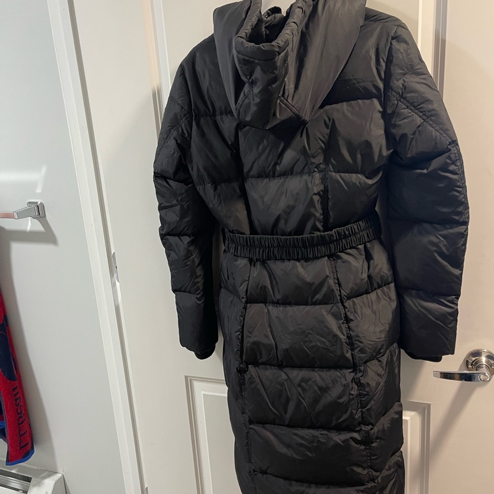 Add Down Black Long Puffer Coat with Belt - Women Jackets & Coats - Picture 6 of 11